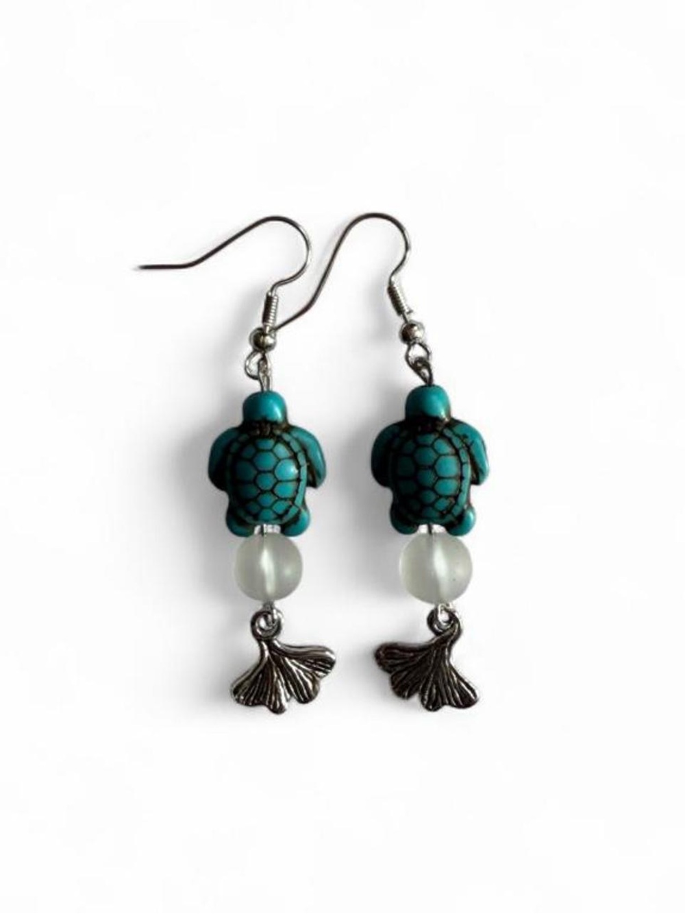 🐢✨ Handmade Turquoise Sea Turtle & Mermaid Tail Earrings
